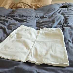 White Denim Mini Skirt